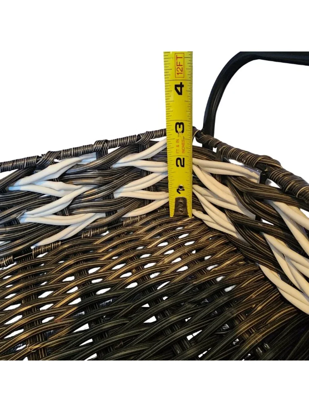 2-Tier Black/White Woven Basket Storage Organizer | NWOT